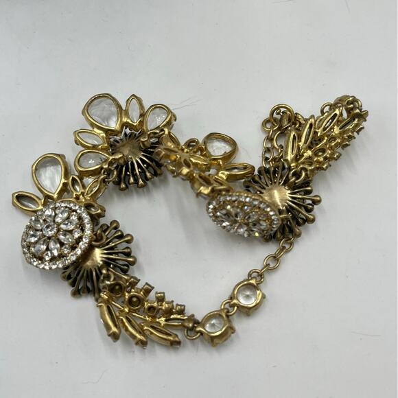 J. Crew Flower Lattice Crystal Czech Glass Cluster Stacked Statement Necklace - Picture 6 of 9